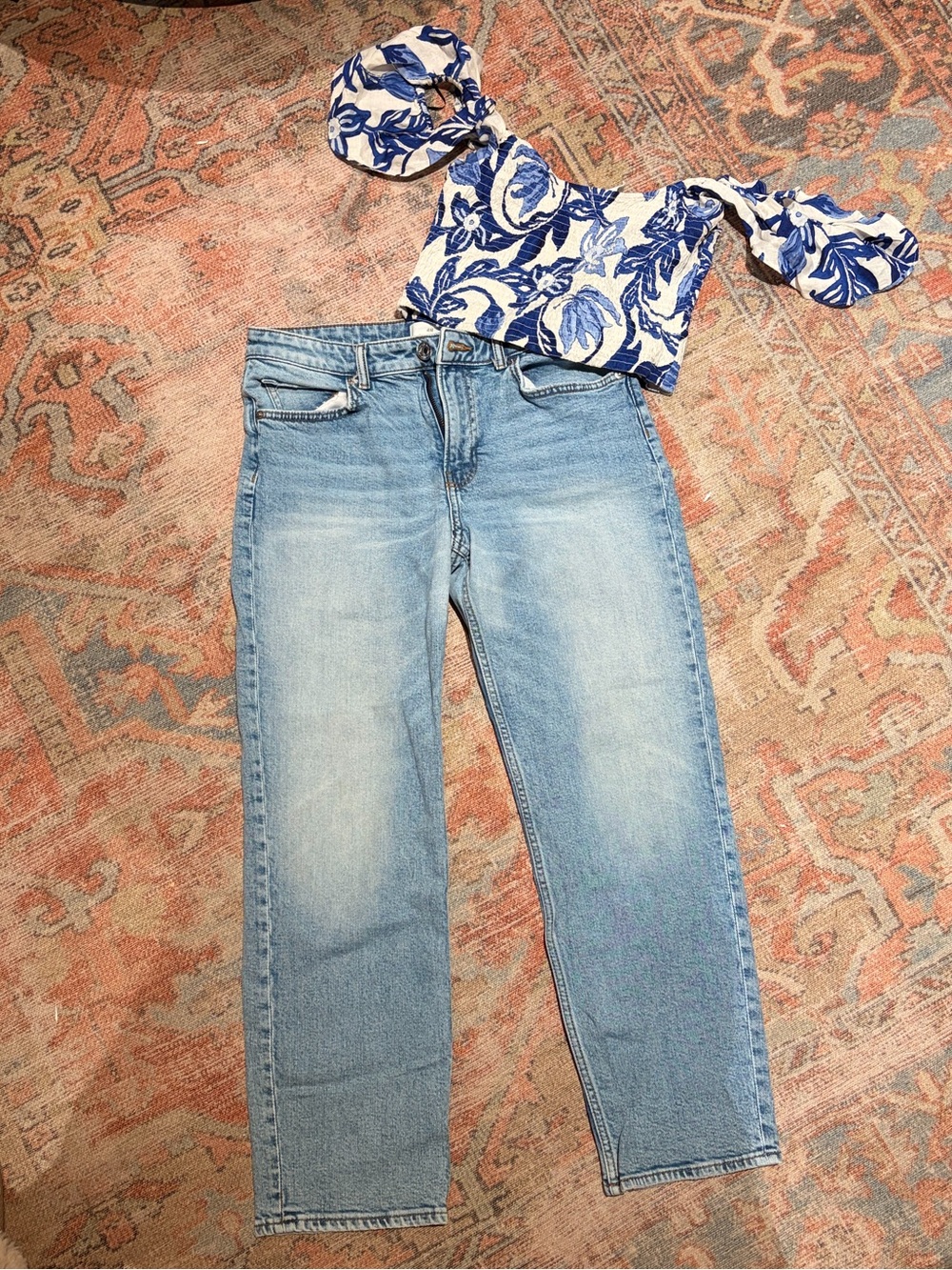 Light Blue Straight Leg Mom Jeans
